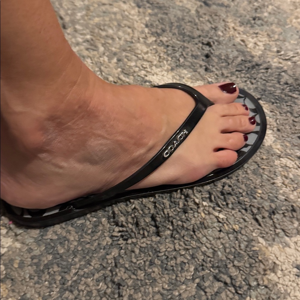 Coach Black and Gray Flip Flops - Picture 5 of 5
